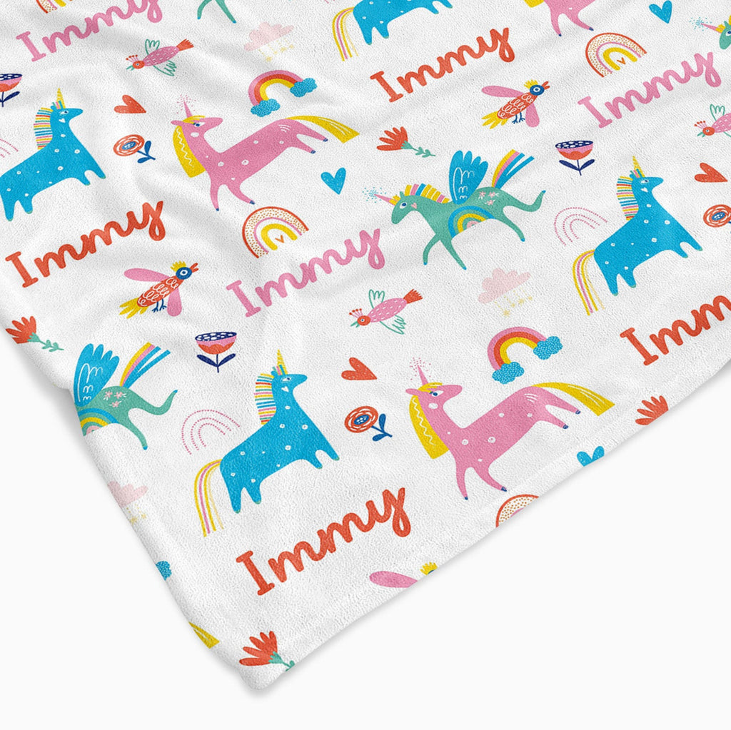 Personalised All Over Name Baby Blanket - Dreamy Unicorn - Blankids