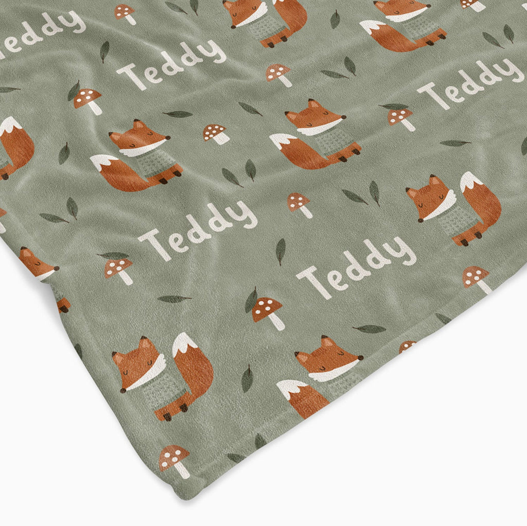Personalised All Over Name Baby Blanket - Foxes - Blankids