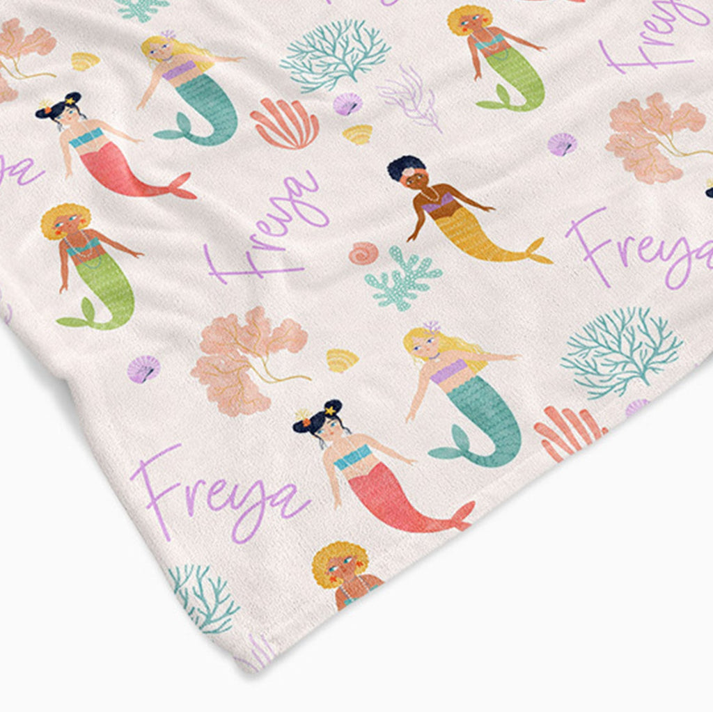 Personalised All Over Name Baby Blanket - Magic Mermaids - Blankids