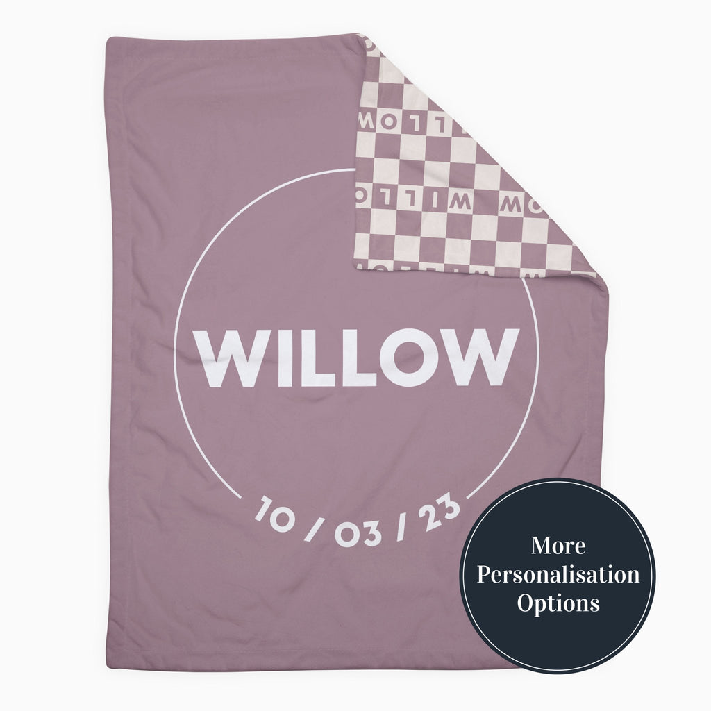 Personalise Your Birthdate Gingham Blanket - Mauve - Blankids