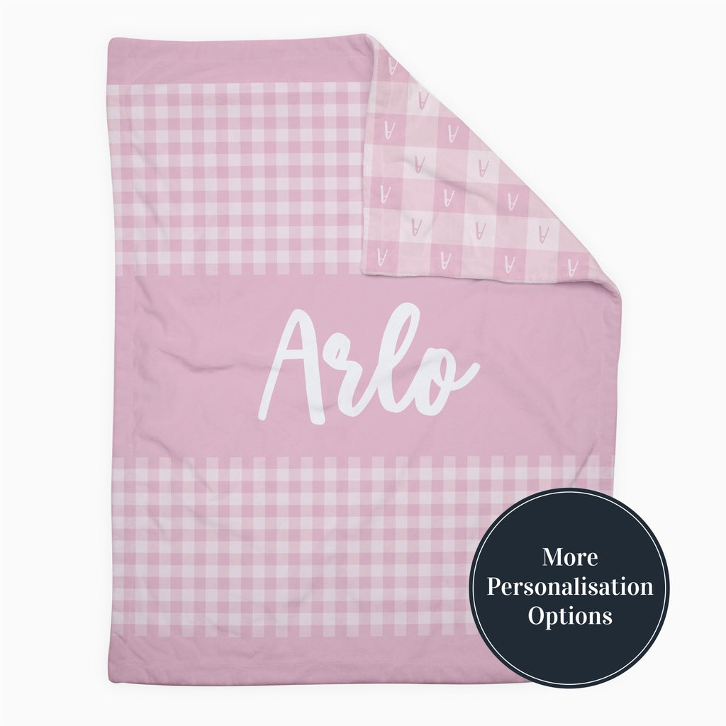 Personalise Your Classic Gingham Blanket - Light Pink - Blankids