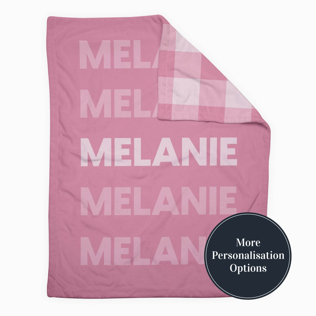 Personalise Your Retro Gingham Blanket - Pink - Blankids