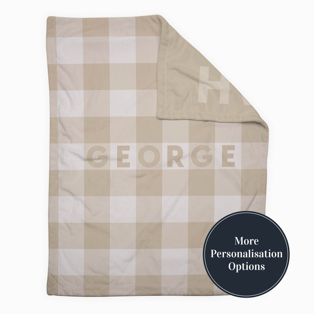 Personalise Your Retro Gingham Blanket - Sand - Blankids