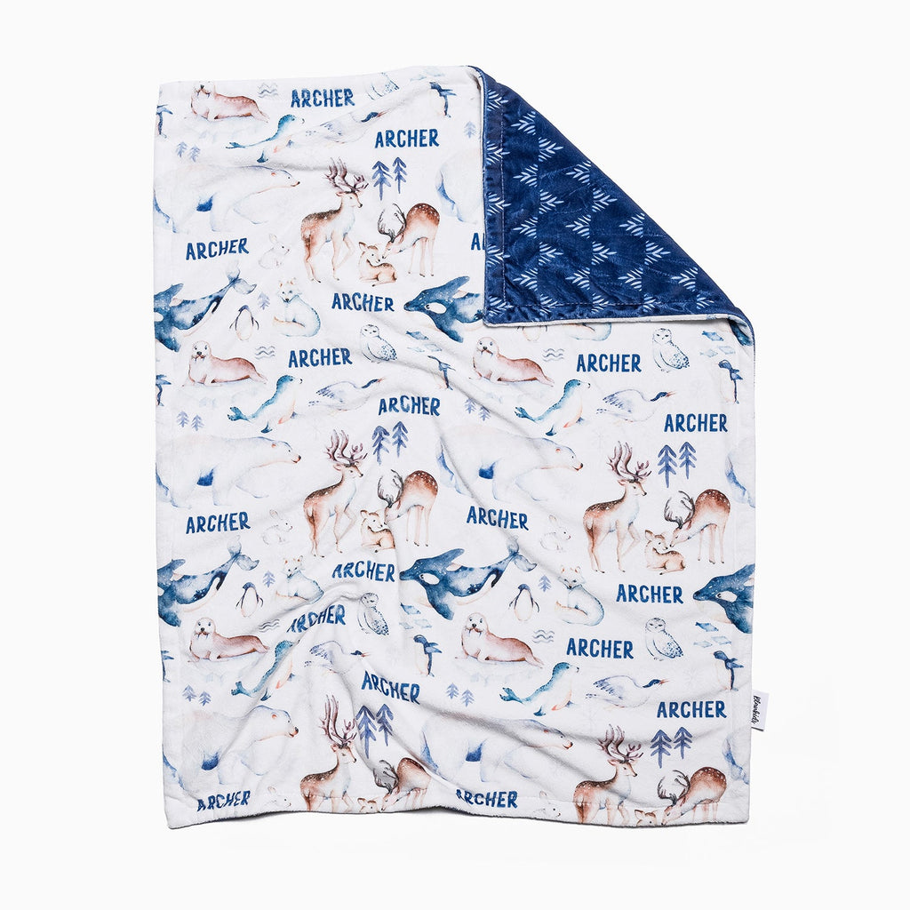 Personalised All Over Name Baby Blanket - Cute Arctic Animals - Blankids