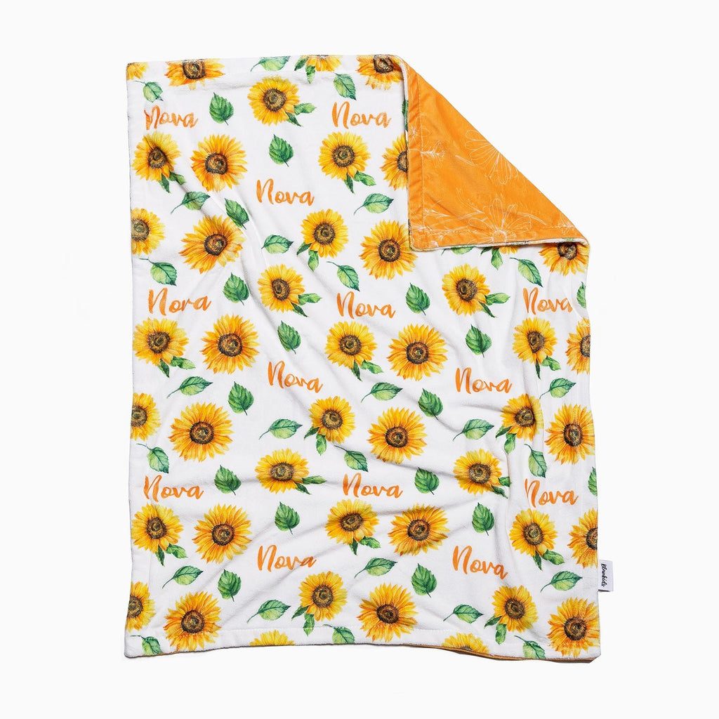 Personalised All Over Name Baby Blanket - Sunflowers - Blankids