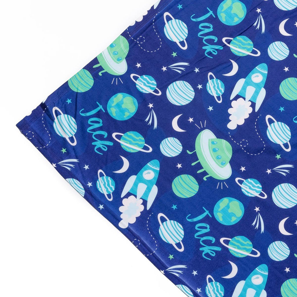 Personalised All Over Name Baby Swaddle - Outer Space - Blankids