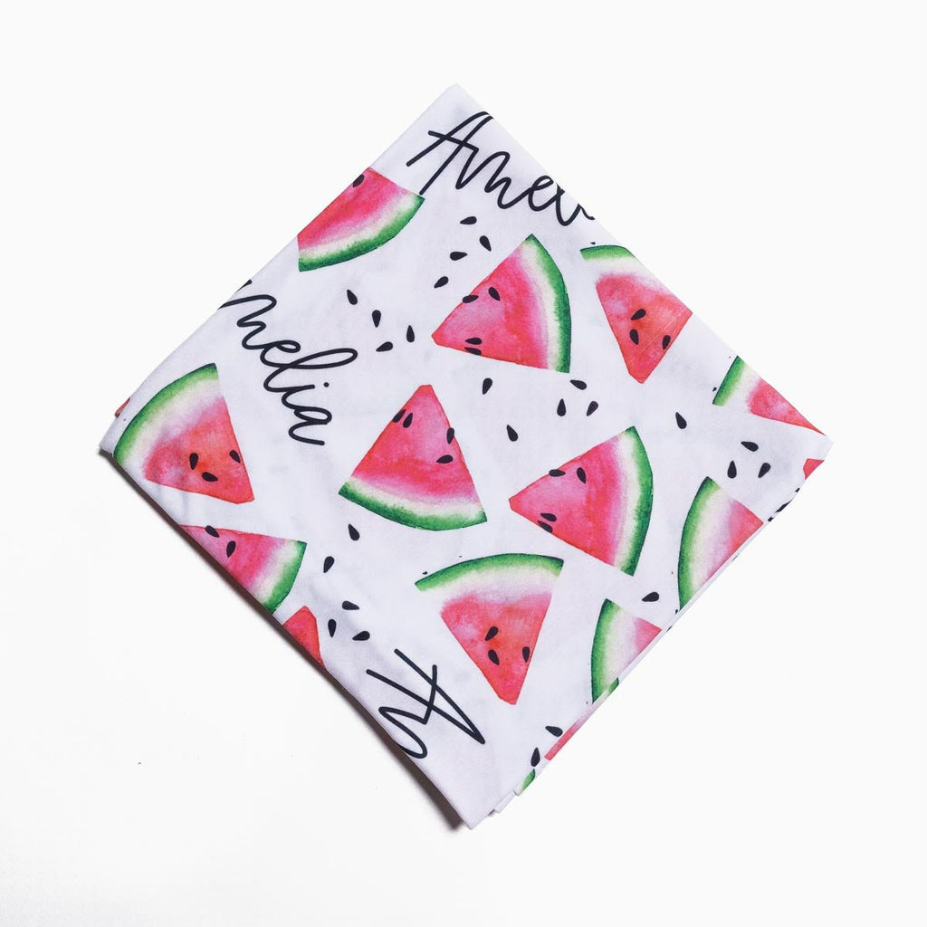 Personalised All Over Name Baby Swaddle - Watermelon - Blankids