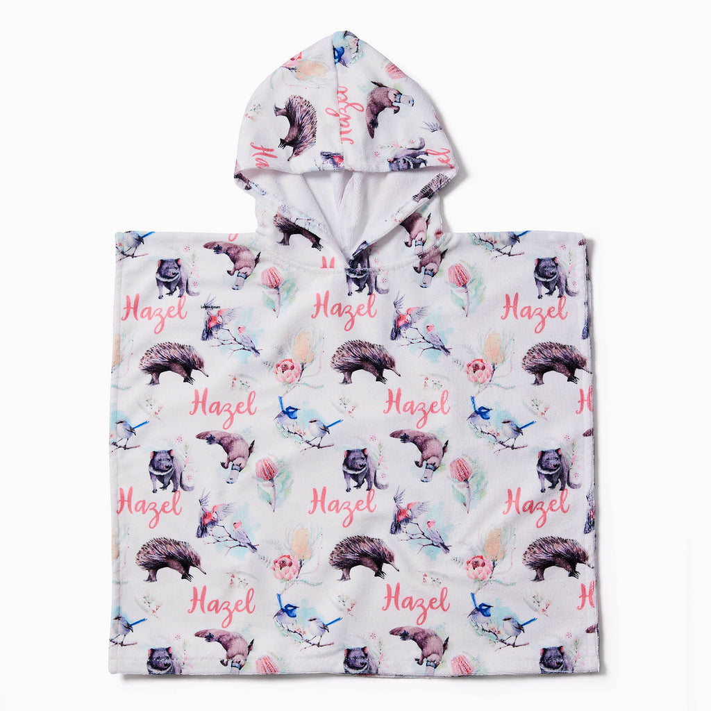 Personalised Hooded Towel - Australian Flora and Fauna - Blankids