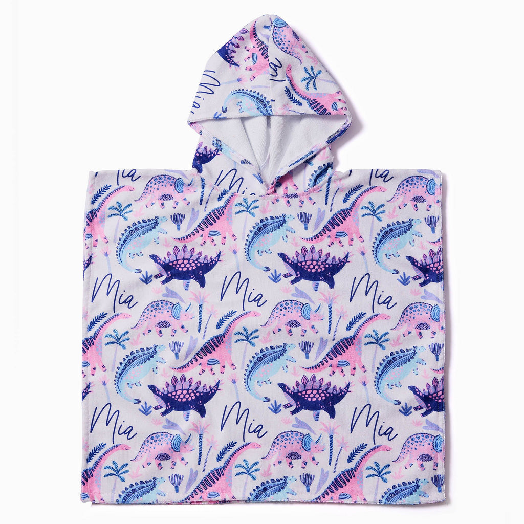 Personalised Hooded Towel - Girly Dinosaurs - Blankids
