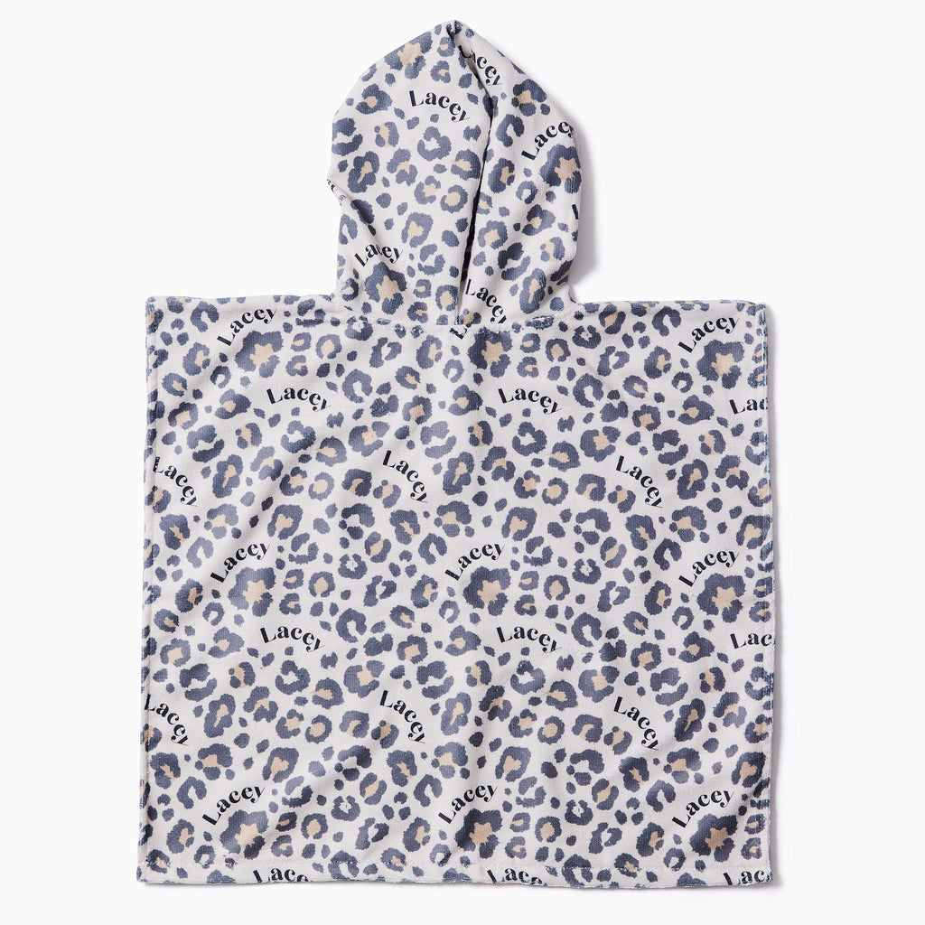 Personalised Hooded Towel - Leopard Print - Blankids