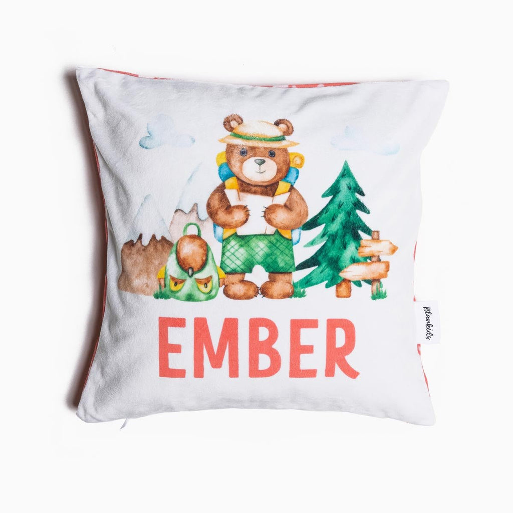 Personalised Name Throw Cushion - Camping - Blankids
