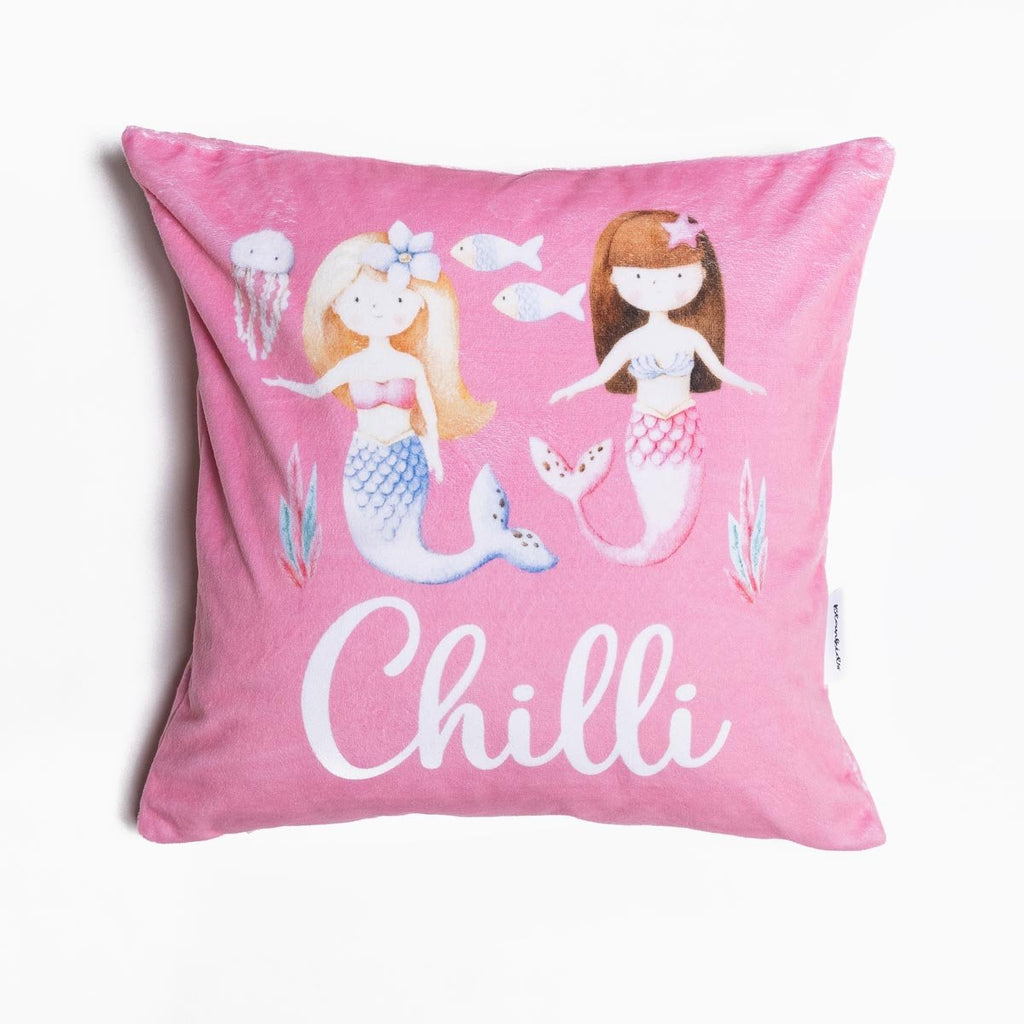 Personalised Name Throw Cushion - Mermaids - Blankids