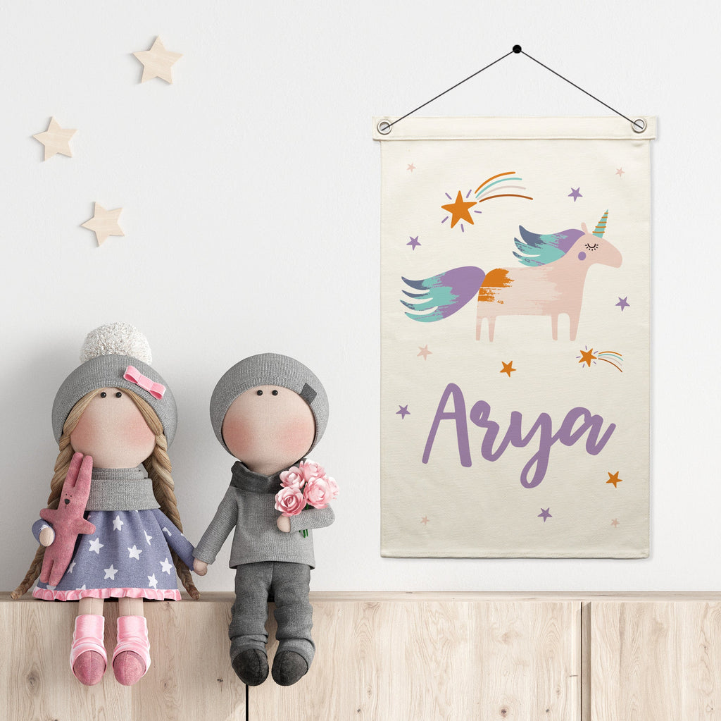 Personalised Name Wall Hanging - Unicorns and Rainbows - Blankids