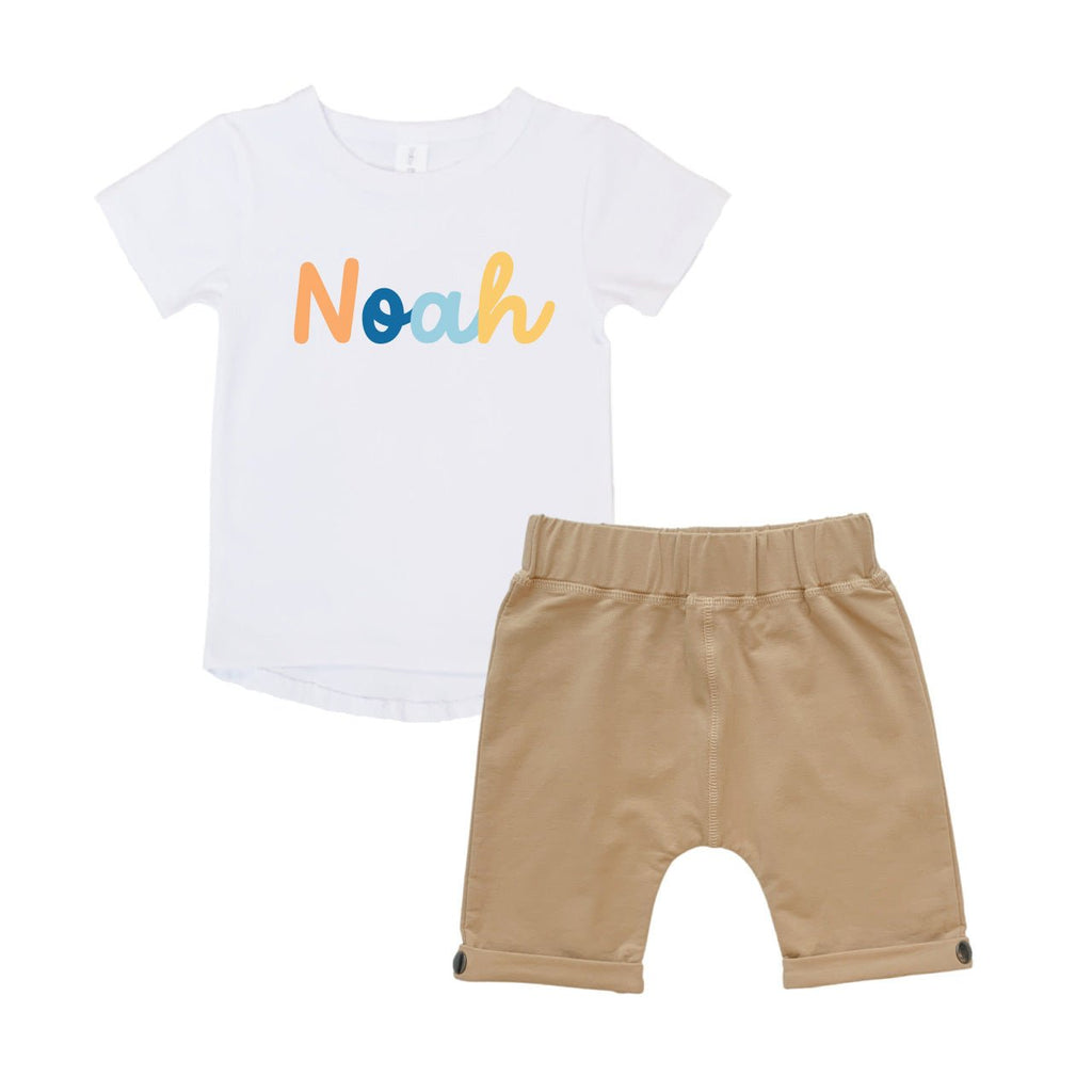 Personalised Tee & Short – Kids Set - Colourful Name - Blankids