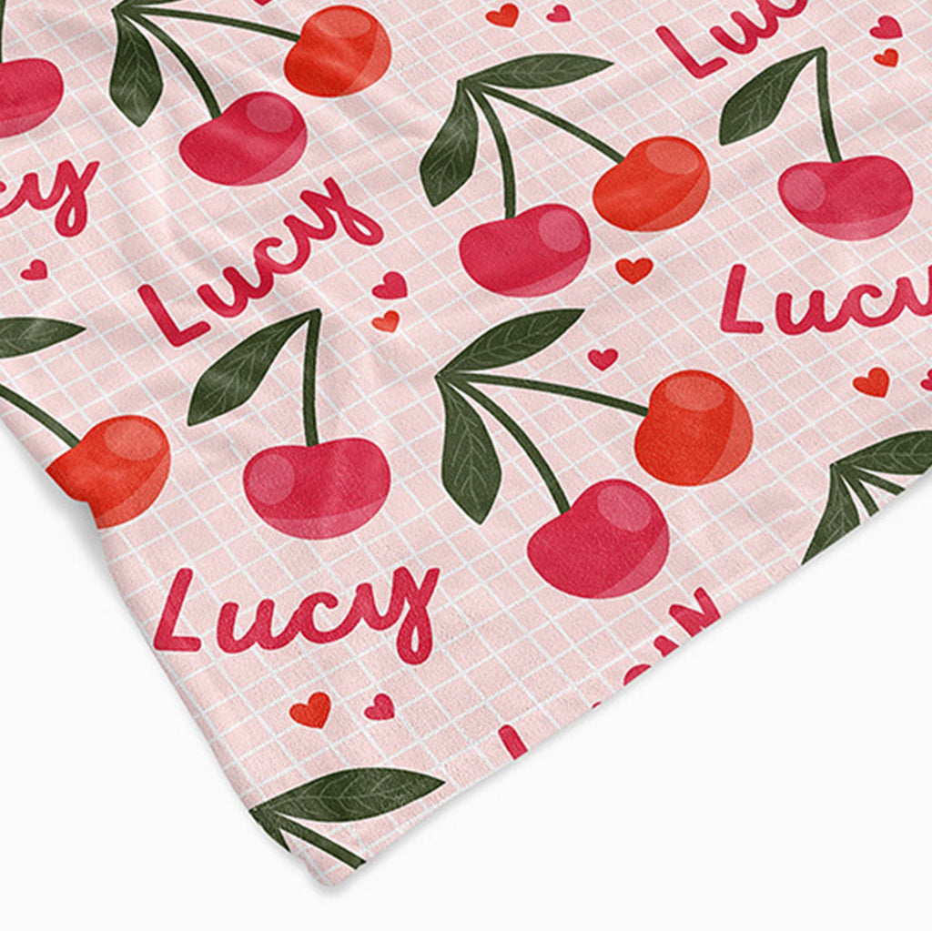 Personalised All Over Name Baby Blanket - Cherries - Blankids