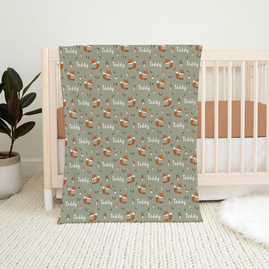 Personalised All Over Name Baby Blanket - Foxes - Blankids