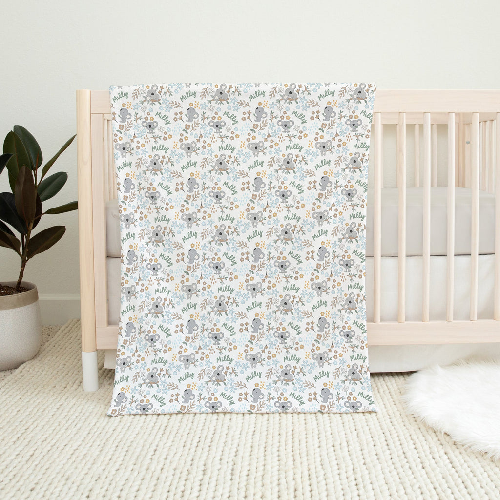 Personalised All Over Name Baby Blanket - Koalas - Blankids