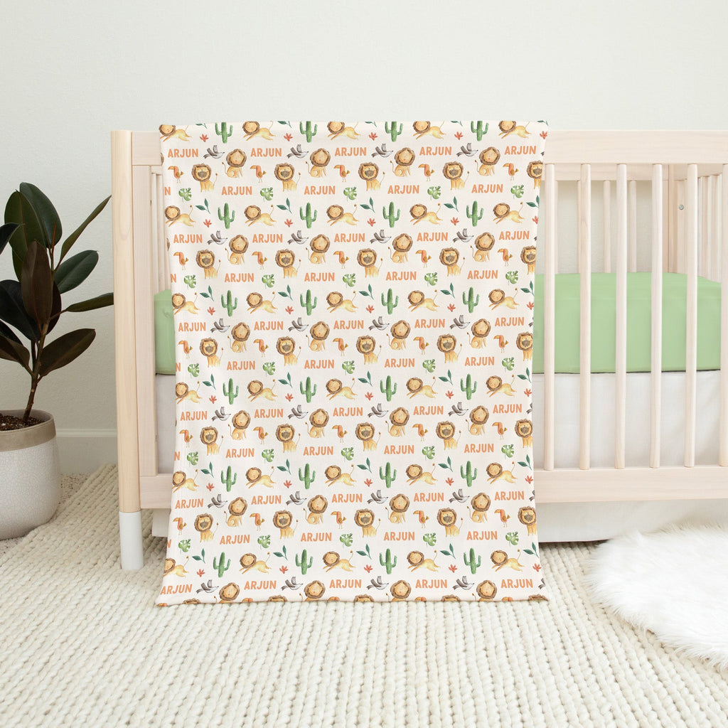 Personalised All Over Name Baby Blanket - Lions - Blankids