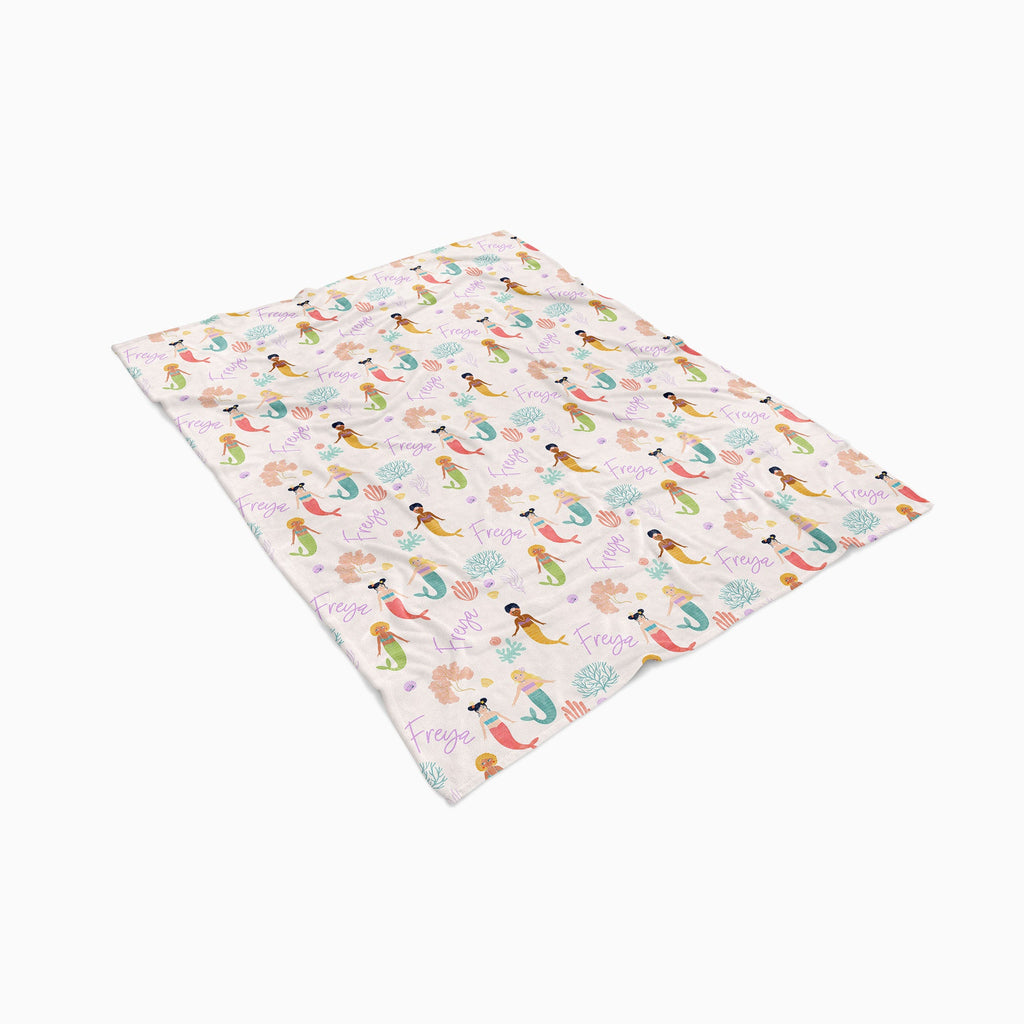 Personalised All Over Name Baby Blanket - Magic Mermaids - Blankids