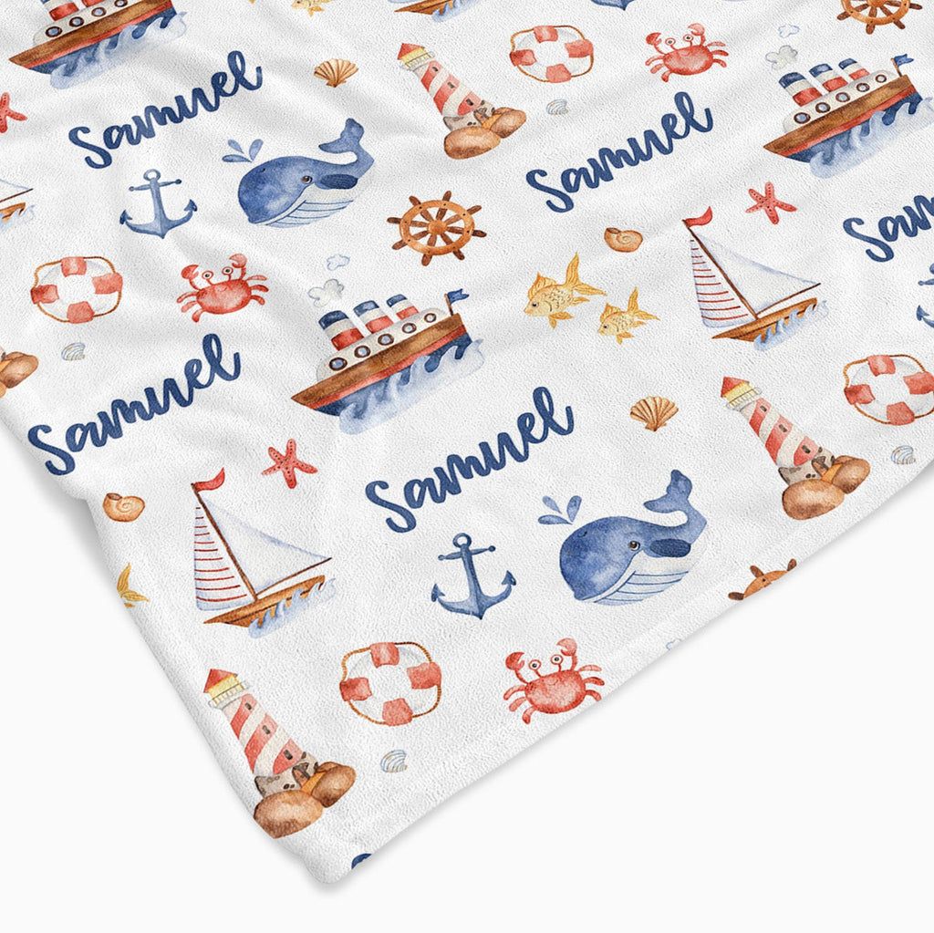 Personalised All Over Name Baby Blanket - Nautical - Blankids