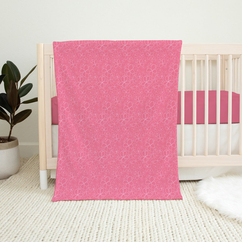 Personalised All Over Name Baby Blanket - Pink Floral - Blankids