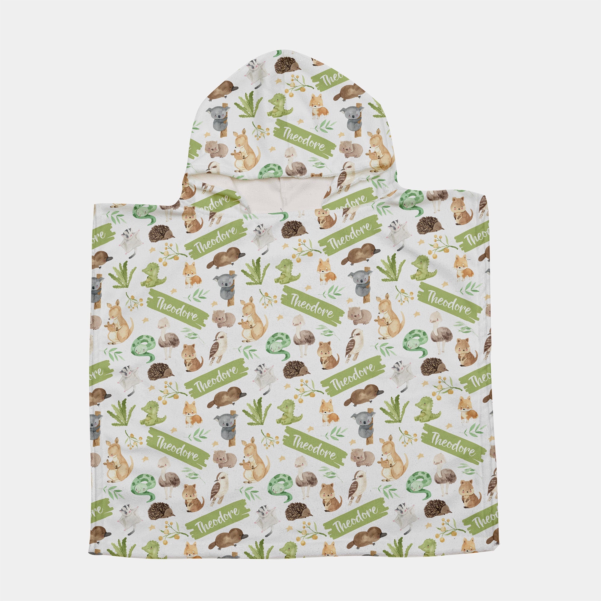 Personalised Hooded Towel Aussie Animals Blankids