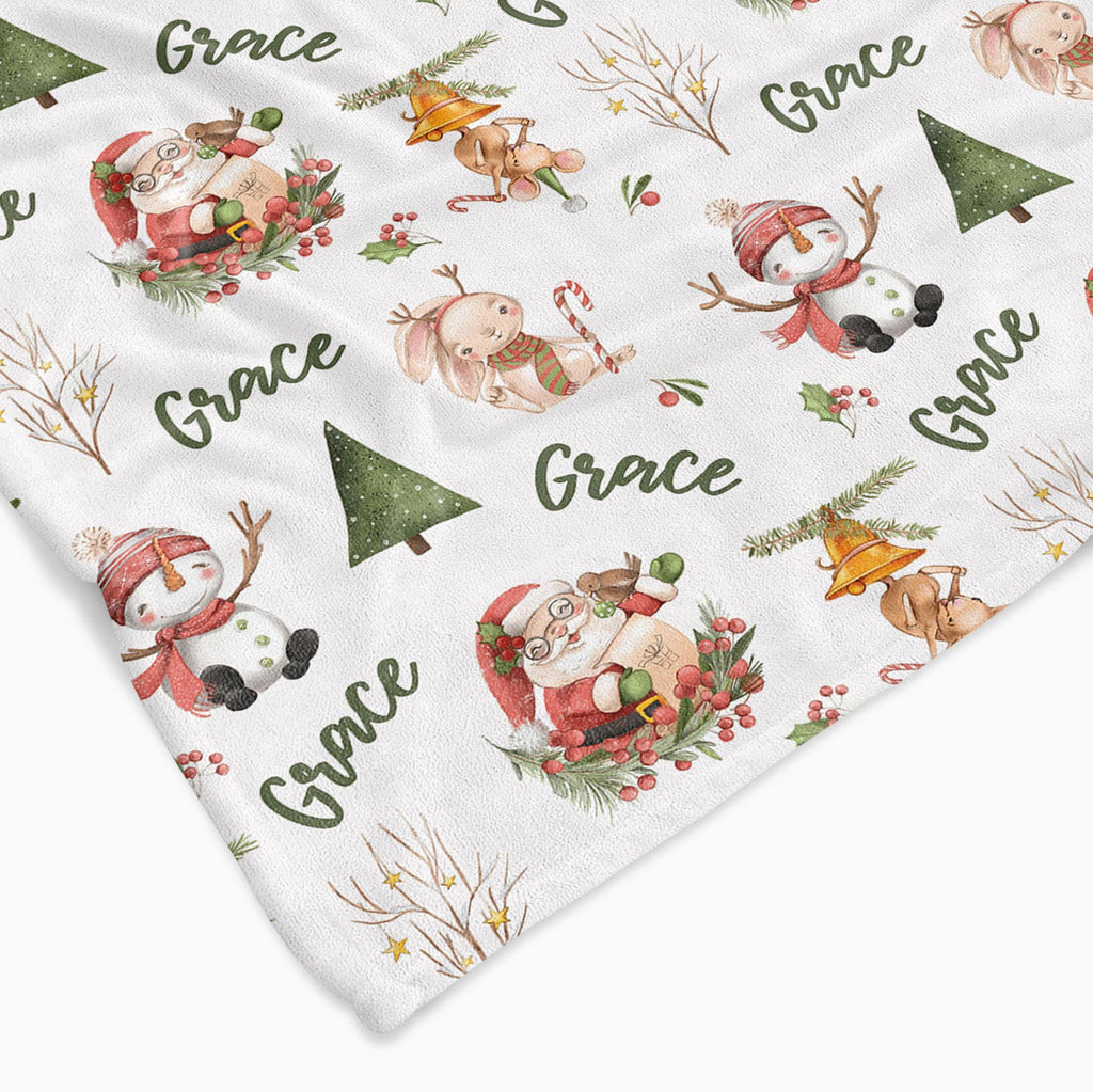 Christmas Personalised All Over Name Baby Blanket - Santa - Blankids