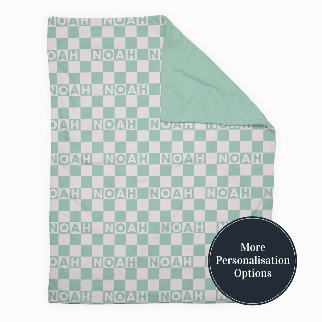 Personalise Your Birthdate Gingham Blanket - Green - Blankids