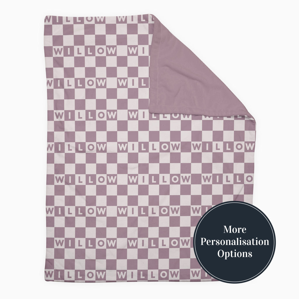 Personalise Your Birthdate Gingham Blanket - Mauve - Blankids