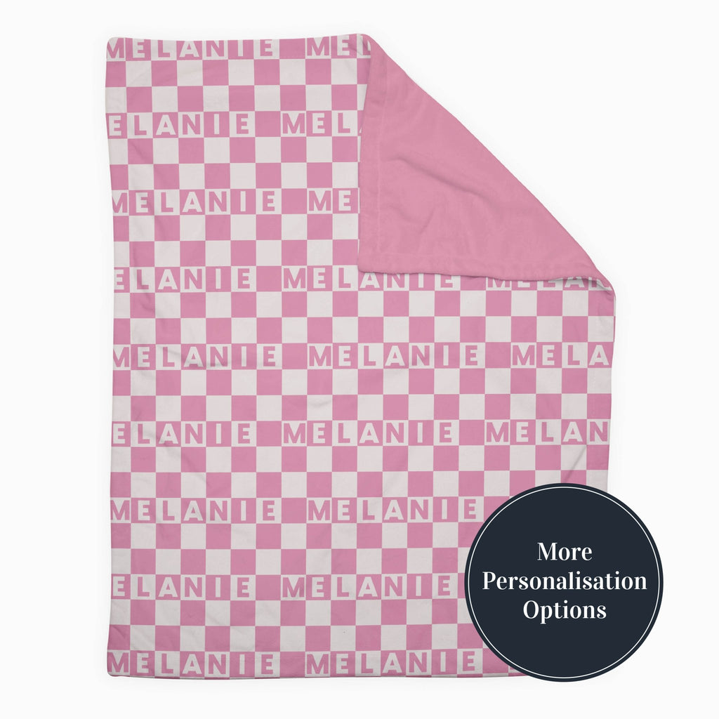 Personalise Your Birthdate Gingham Blanket - Pink - Blankids