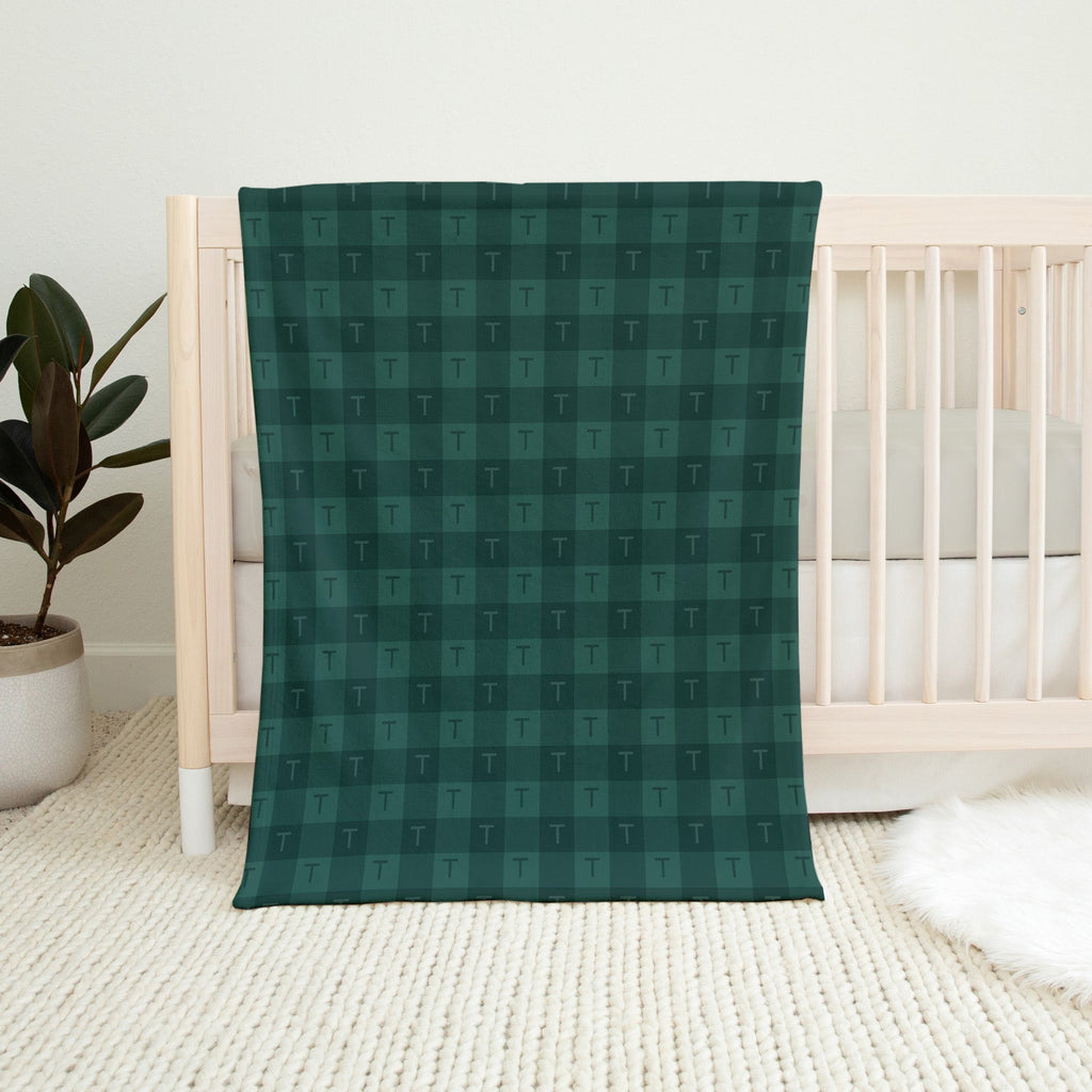 Personalise Your Classic Gingham Blanket - Forest Green - Blankids