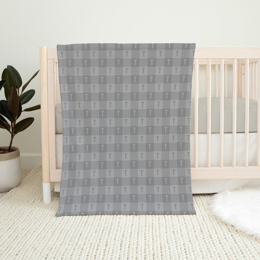Personalise Your Classic Gingham Blanket - Grey - Blankids