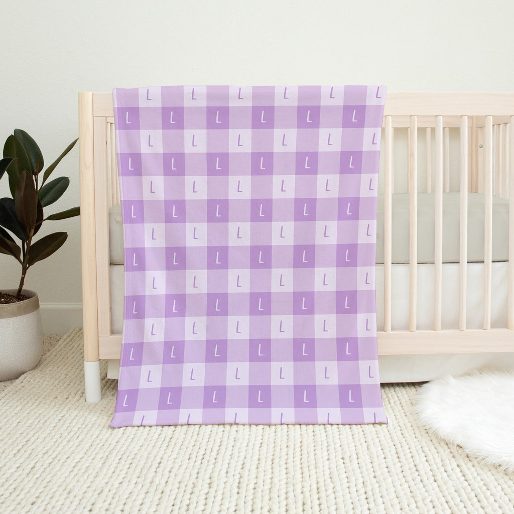 Personalise Your Classic Gingham Blanket - Lilac - Blankids