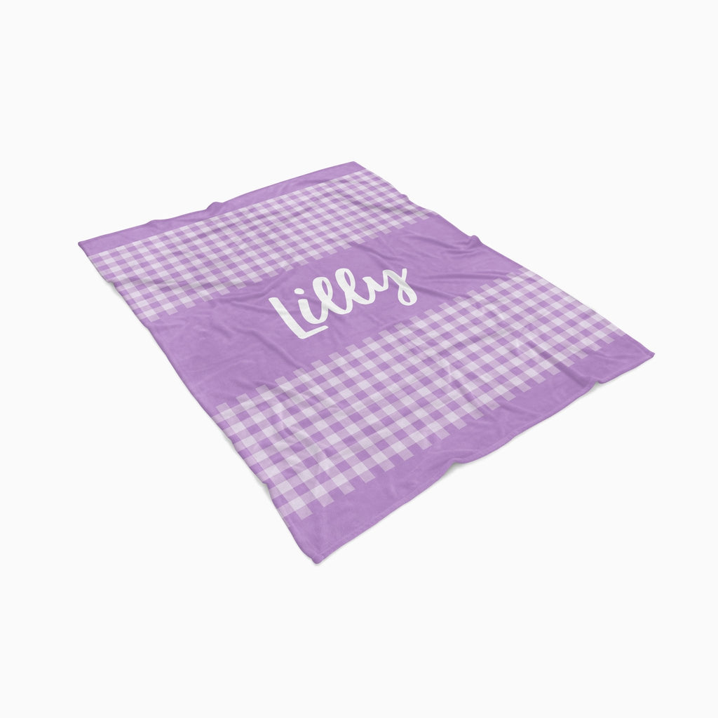 Personalise Your Classic Gingham Blanket - Lilac - Blankids