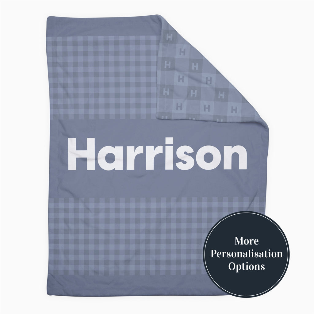 Personalise Your Classic Gingham Blanket - Navy - Blankids