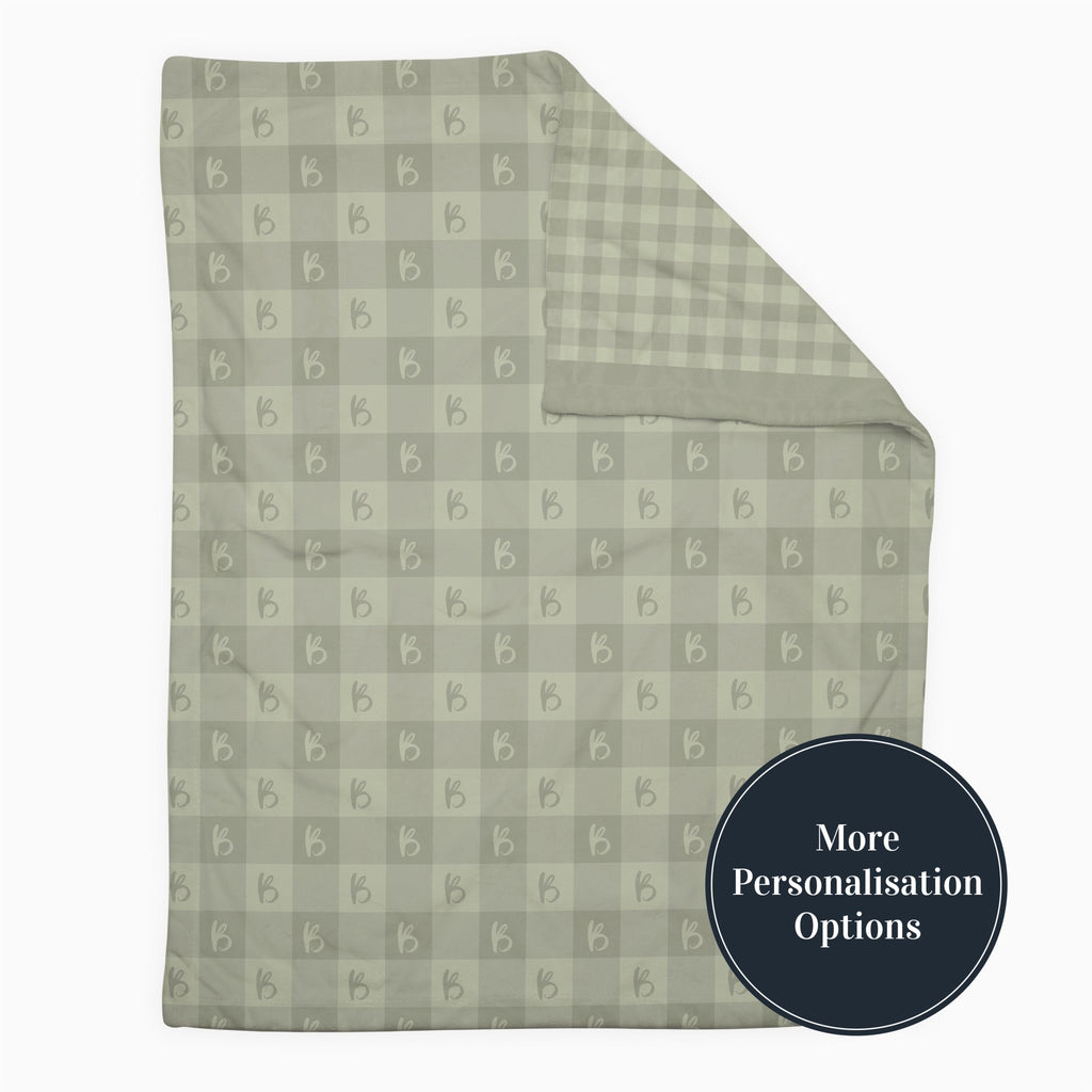 Personalise Your Classic Gingham Blanket - Olive - Blankids