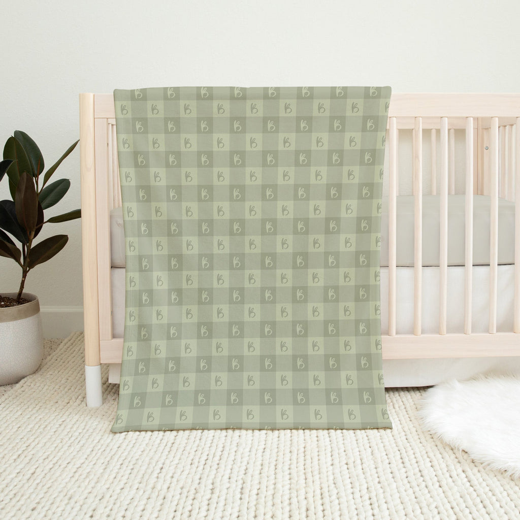 Personalise Your Classic Gingham Blanket - Olive - Blankids