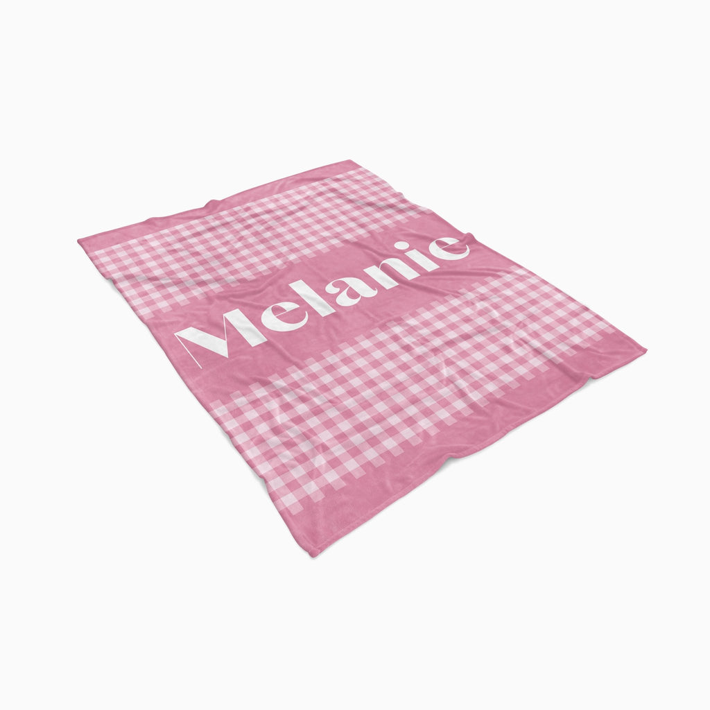 Personalise Your Classic Gingham Blanket - Pink - Blankids