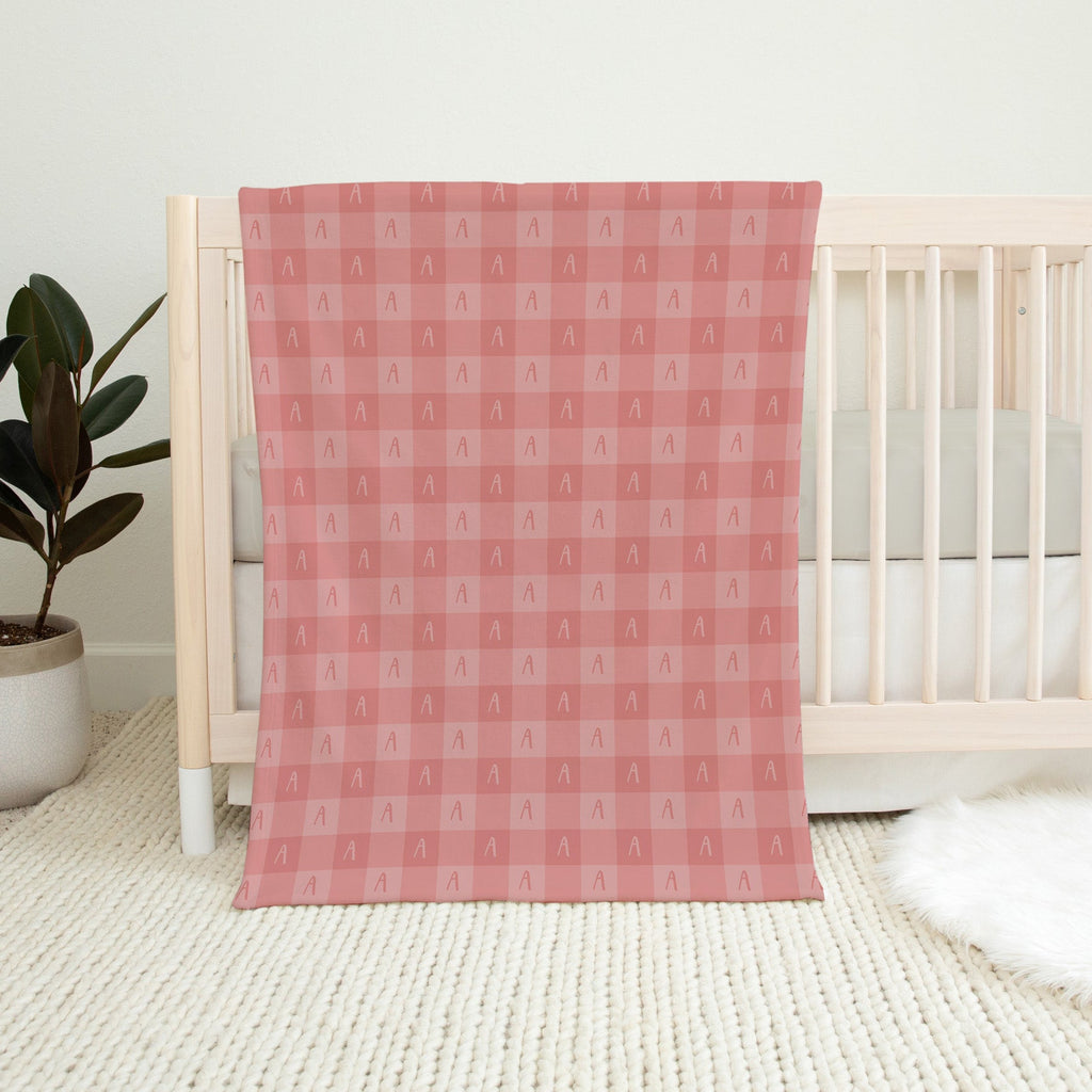 Personalise Your Classic Gingham Blanket - Rose - Blankids