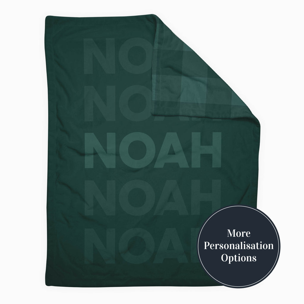 Personalise Your Retro Gingham Blanket - Forest Green - Blankids