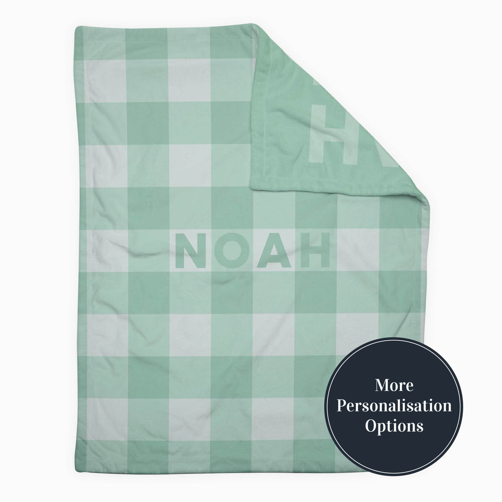 Personalise Your Retro Gingham Blanket - Green - Blankids