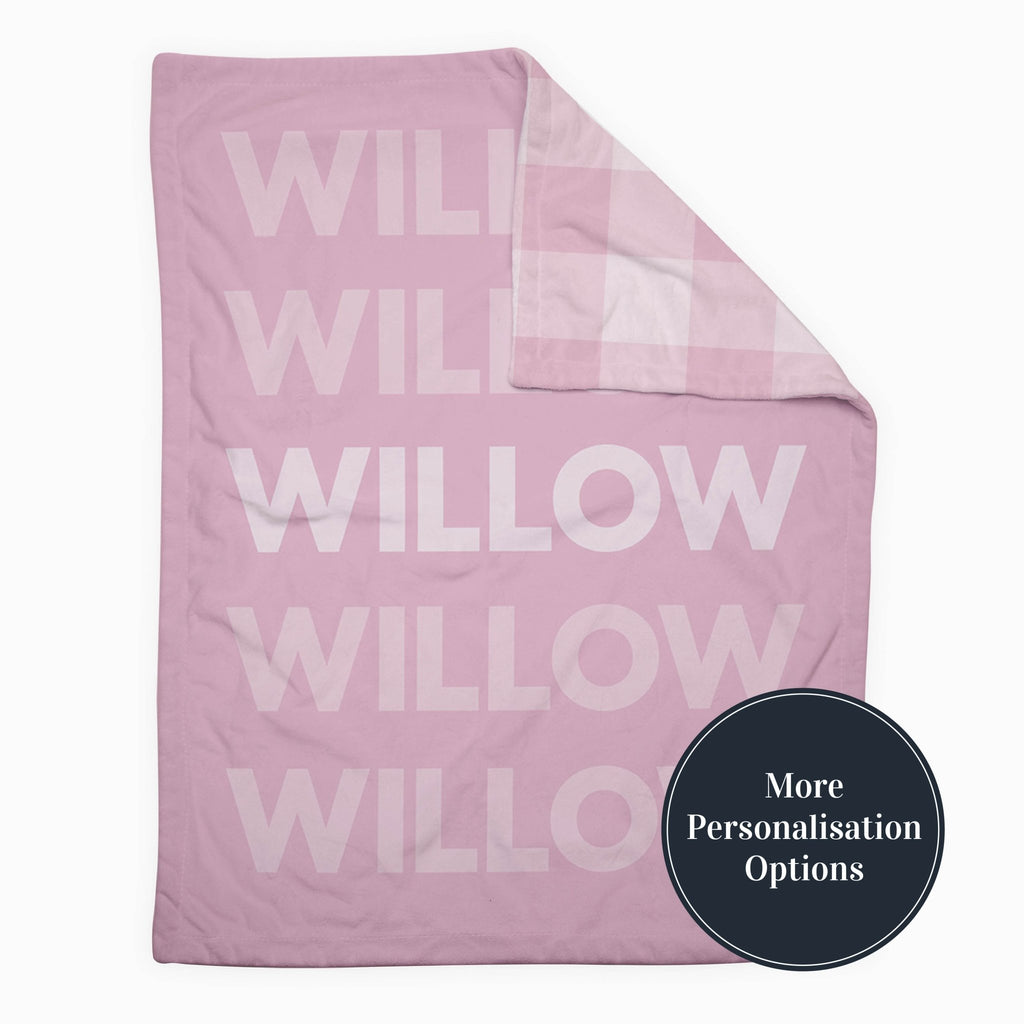 Personalise Your Retro Gingham Blanket - Light Pink - Blankids