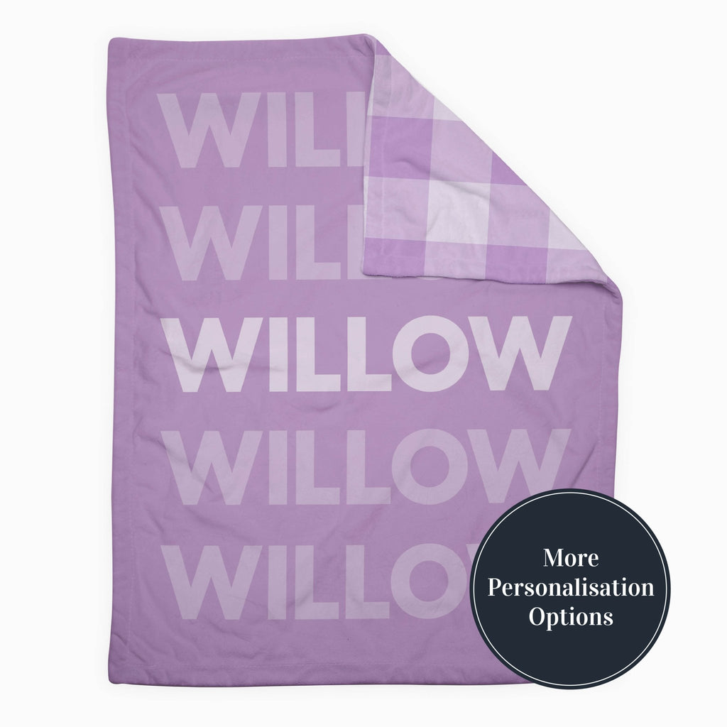 Personalise Your Retro Gingham Blanket - Lilac - Blankids