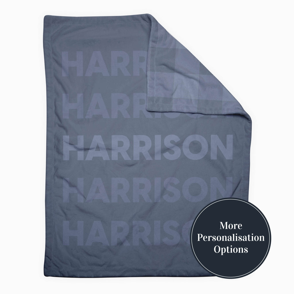 Personalise Your Retro Gingham Blanket - Navy - Blankids