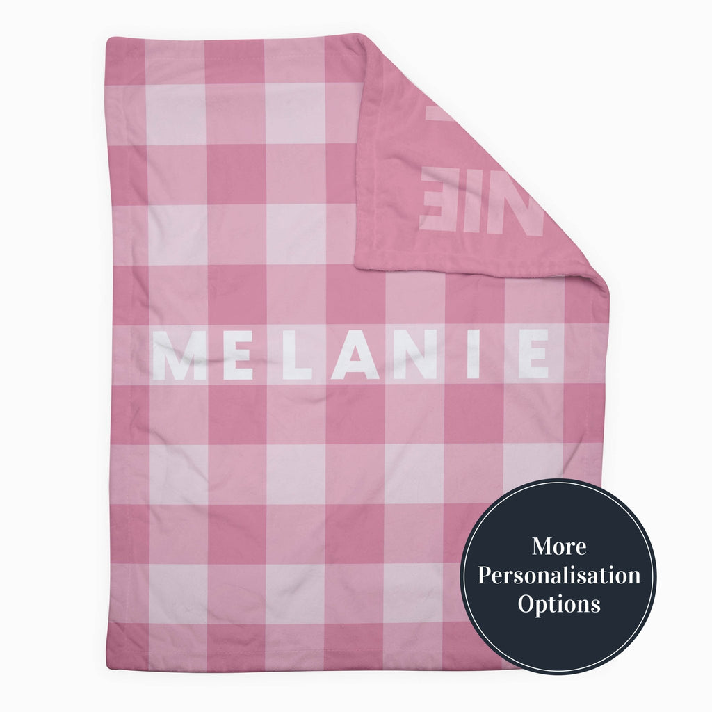 Personalise Your Retro Gingham Blanket - Pink - Blankids