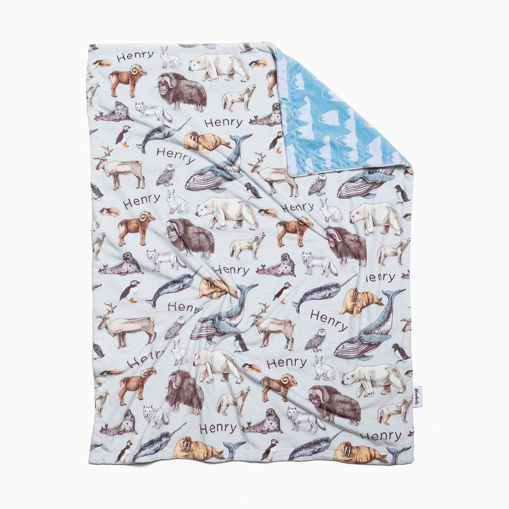 Personalised All Over Name Baby Blanket - Arctic Animals - Blankids