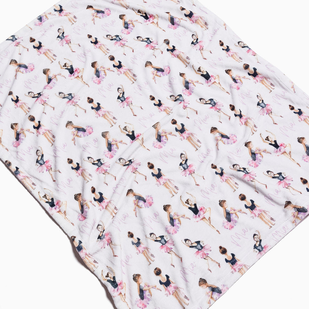 Personalised All Over Name Baby Blanket - Ballerinas - Blankids