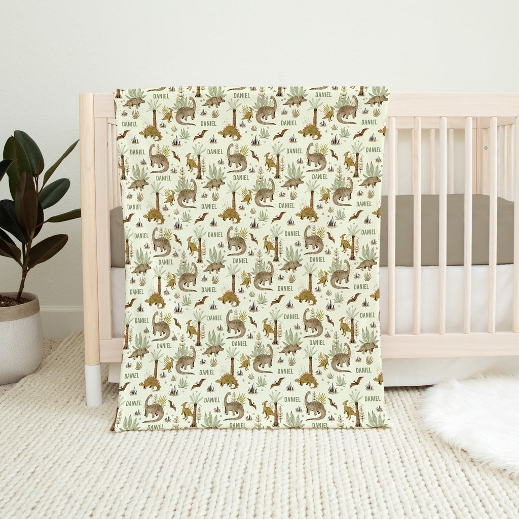 Personalised All Over Name Baby Blanket - Dino Forest - Blankids