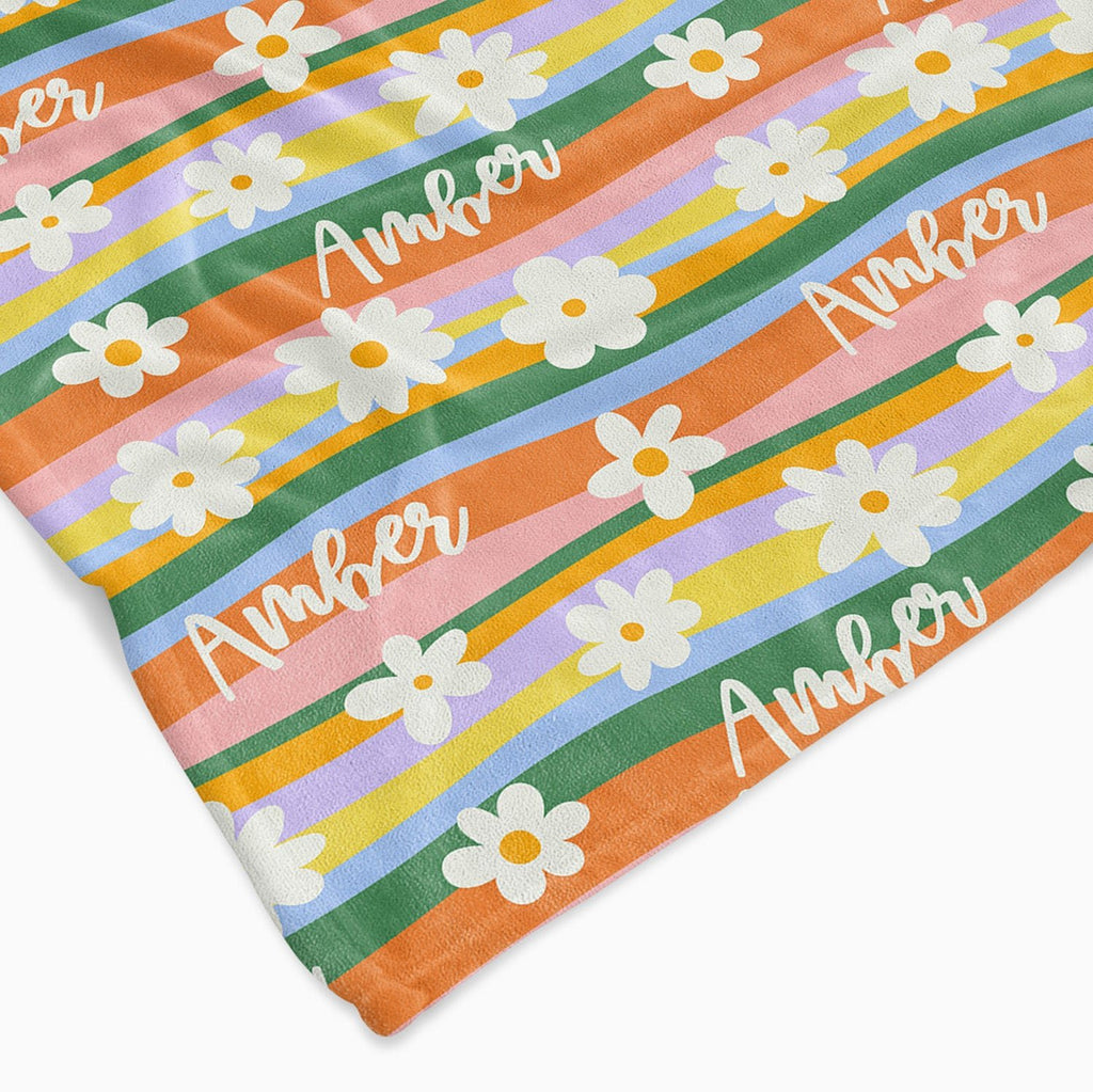 Personalised All Over Name Baby Blanket - Groovy Floral - Blankids