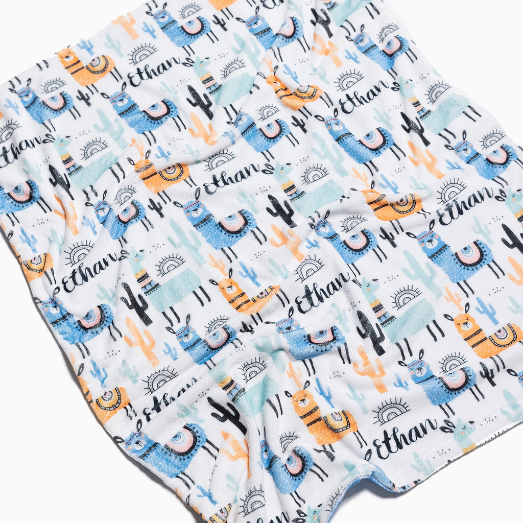 Personalised All Over Name Baby Blanket - Llamas - Blankids
